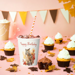 Herbstvibes Owl - Geburtstag Pappbecher