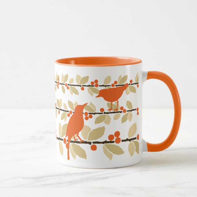 Herbstvögel auf Zweigen mit Berries-Tasse Tasse (Rechts)