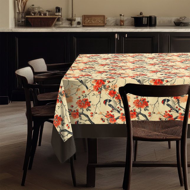 Herbstvögel und Blume Tablette Saisonaler Stil Tischdecke (Autumn Birds and Flowers Tablecloth Seasonal Style)