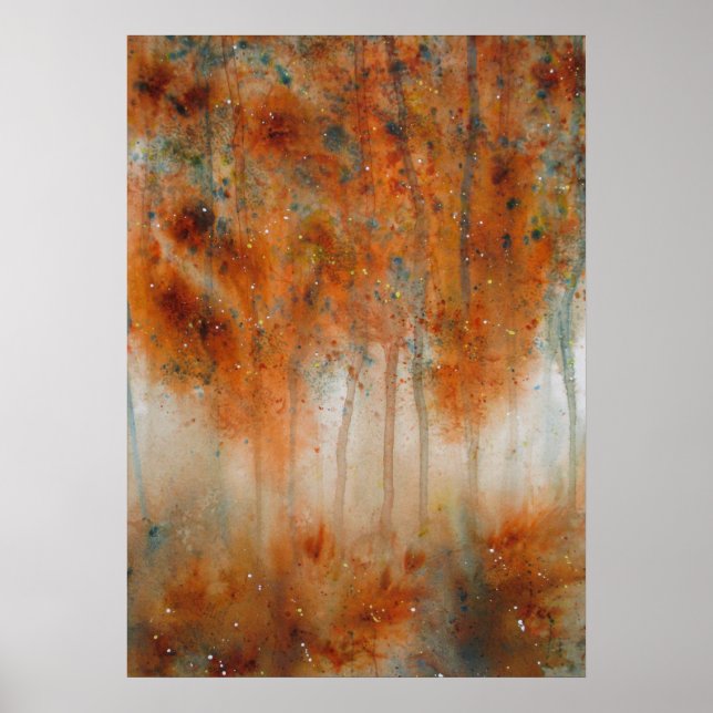 Herbstvormittags Aquarelldruck Poster (Vorne)