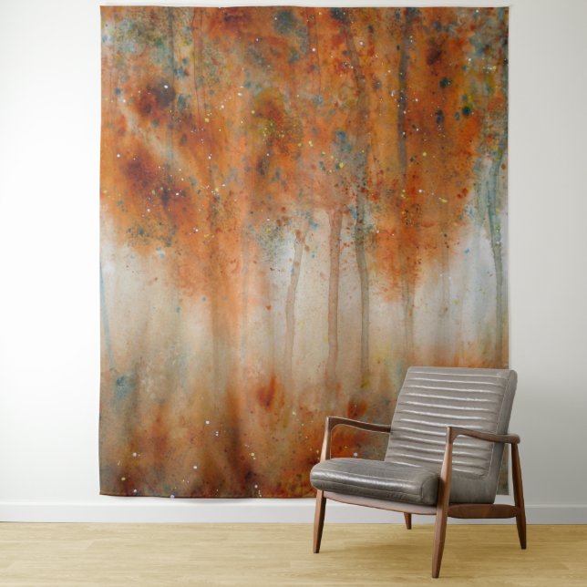 Herbstvormittags Aquarelldruck Wandteppich (Beispiel)