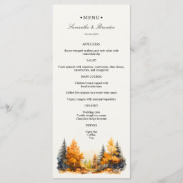 Herbstwald, Abendmenü für Hochzeiten im Herbst Menükarte