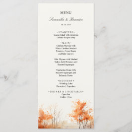 Herbstwald, Abendmenü für Hochzeiten im Herbst Menükarte
