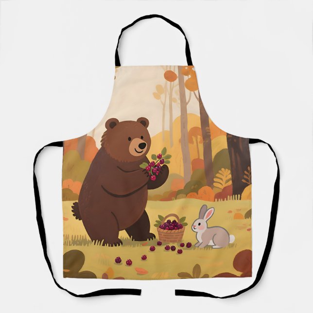 Herbstwald Bär Kaninchen Schürze (Vorderseite)