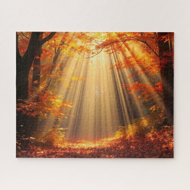 Herbstwald bei sonnigem Wetter Puzzle (Horizontal)