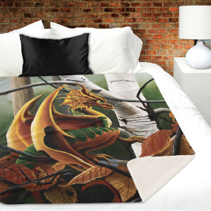 Herbstwald Bernstein Drache Birken Bäume Fantasy Sherpadecke