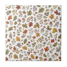 Herbstwald-Blumen-Pilz-Muster