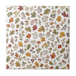 Herbstwald-Blumen-Pilz-Muster Fliese