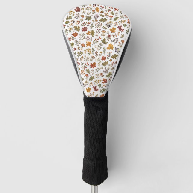 Herbstwald Blumenblatt Pilzmuster Golf Headcover (Vorderseite)