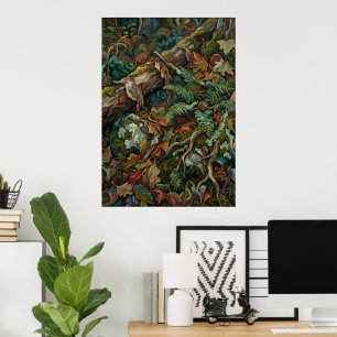 Herbstwald-Boden-Blattwerk Botanisches Kunstposter Poster