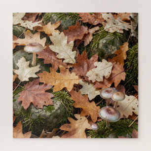 Herbstwald-Boden Pilze Moos Gefallene Blätter Puzzle