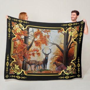 Herbstwald Buck/Doe Deer Berge Fleecedecke
