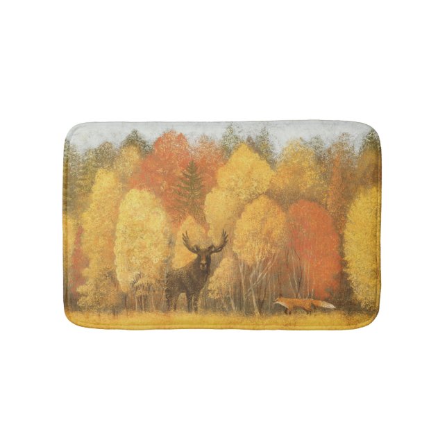 Herbstwald, digitales Reh und Fuchs. Badematte (Vorderseite)