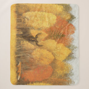 Herbstwald, digitales Reh und Fuchs. Sherpadecke