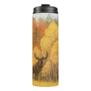 Herbstwald, digitales Reh und Fuchs. Thermosbecher