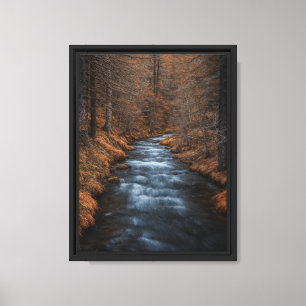 Herbstwald Fluss Wall Art Canvas Leinwanddruck