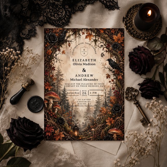 Herbstwald-Gotische Hochzeit Einladung (Von Creator hochgeladen)