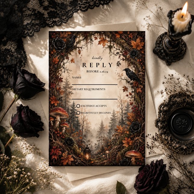 Herbstwald-Gotische Hochzeit RSVP Karte (Von Creator hochgeladen)