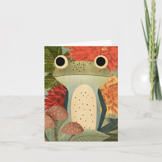 Herbstwald Grüne Frosch mit Blumen (Vorderseite)