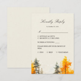 Herbstwald, Herbstwald, Pinienbäume RSVP-Karte RSVP Karte