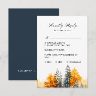 Herbstwald, Herbstwald, Pinienbäume RSVP-Karte RSVP Karte