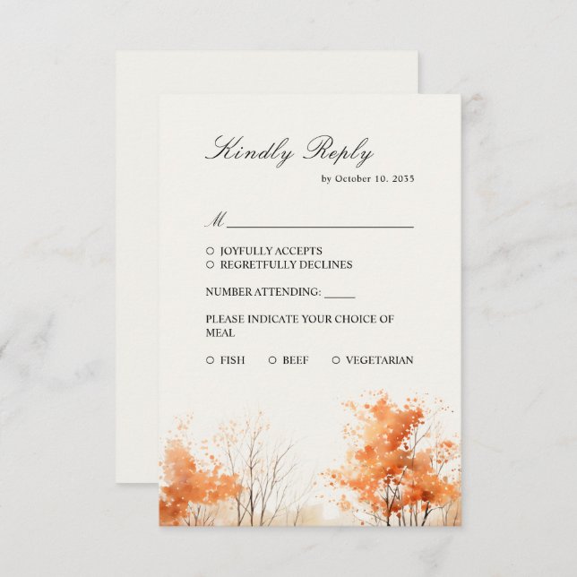 Herbstwald, Herbstwaldhochzeit RSVP Card (Vorne/Hinten)