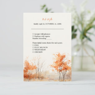 Herbstwald Herbstwoodland Hochzeitkarte RSVP
