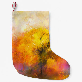 Herbstwald: Illustration der weichen Wasserfarbe. Kleiner Weihnachtsstrumpf