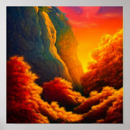 Herbstwald im Gebirgspender Poster