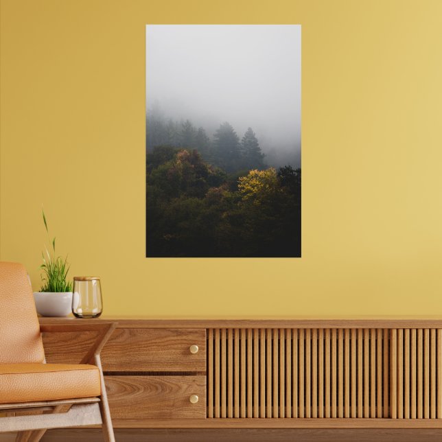 Herbstwald in Nebel gewickelt Poster (Wohnzimmer 2)