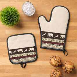 Herbstwald Küchentuch Ofenhandschuh & Topflappen-Set