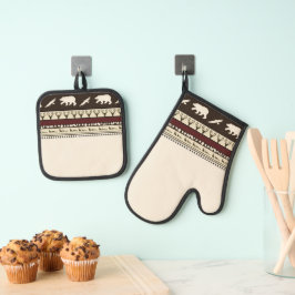 Herbstwald Küchentuch Ofenhandschuh & Topflappen-Set