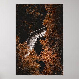 Herbstwald mit Holzweg Poster