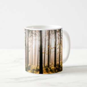 Herbstwald mit Sonnenstrahlen Kaffeetasse