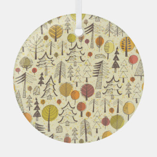 Herbstwald: Nahtloses Grafikmuster. Ornament Aus Glas