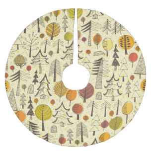 Herbstwald: Nahtloses Grafikmuster. Polyester Weihnachtsbaumdecke