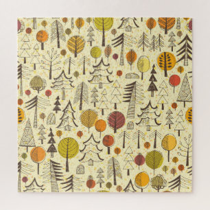 Herbstwald: Nahtloses Grafikmuster. Puzzle