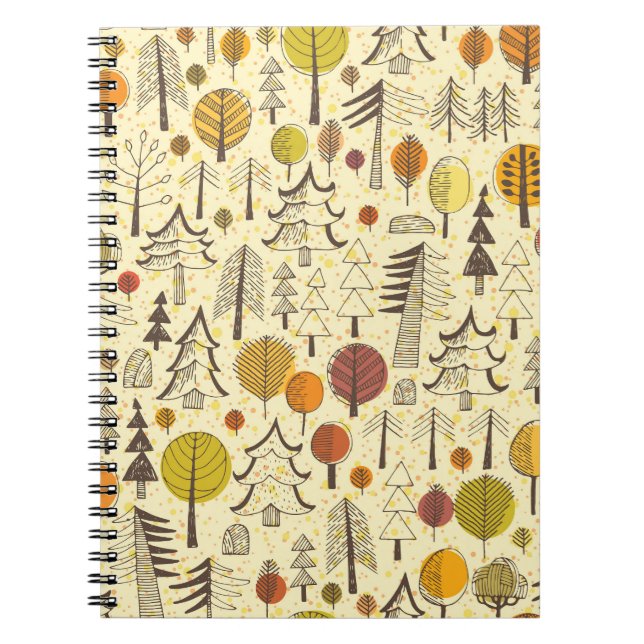 Herbstwald: Nahtloses grafisches Muster. Notizblock (Vorderseite)