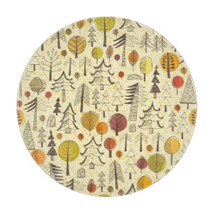 Herbstwald: Nahtloses grafisches Muster. Schneidebrett