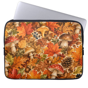 Herbstwald-Pilzmuster Gemütliche Herbstblätter Laptopschutzhülle