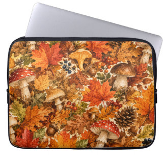 Herbstwald-Pilzmuster | Gemütliche Herbstblätter Laptopschutzhülle