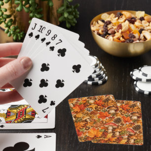 Herbstwald-Pilzmuster Gemütliche Herbstblätter Spielkarten