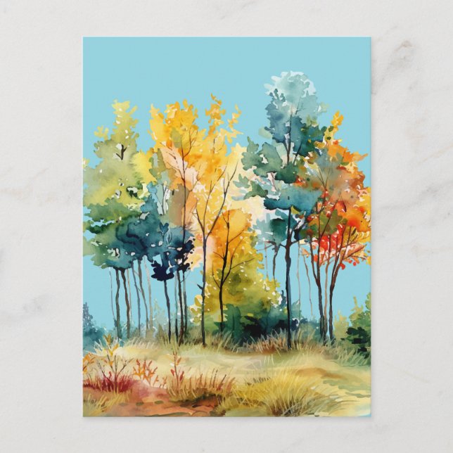 Herbstwald Postkarte (Vorderseite)