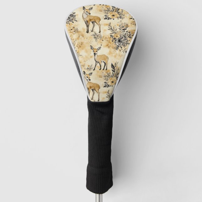 Herbstwald-Rehkitz-Muster Golf Headcover (Vorderseite)