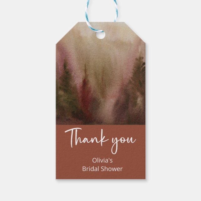 Herbstwald Terracota Brautparty Geschenkanhänger (Vorderseite)