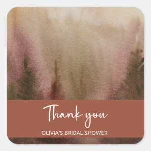 Herbstwald Terracota Brautparty Quadratischer Aufkleber