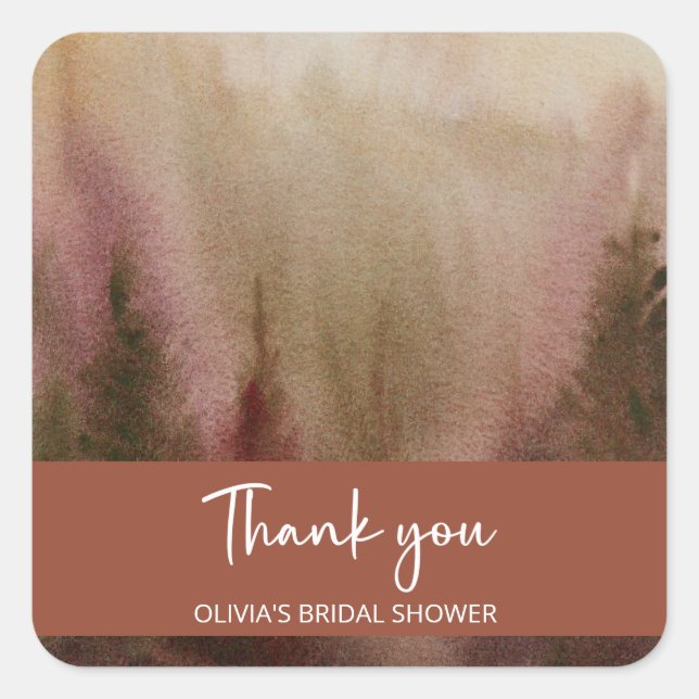 Herbstwald Terracota Brautparty Quadratischer Aufkleber (Vorderseite)