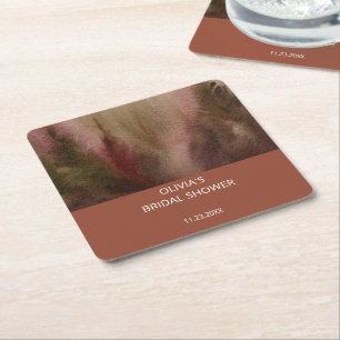 Herbstwald Terracota Brautparty Rechteckiger Pappuntersetzer