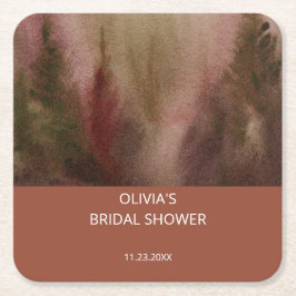 Herbstwald Terracota Brautparty Rechteckiger Pappuntersetzer