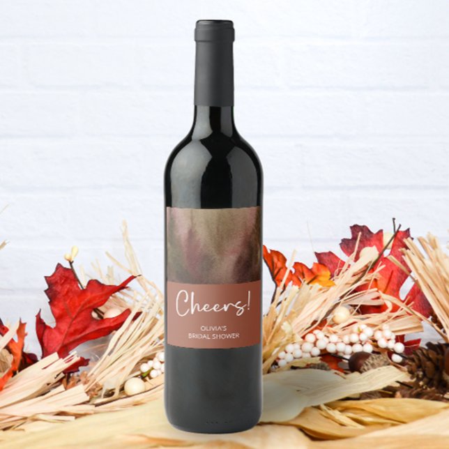 Herbstwald Terracota Brautparty Weinetikett (Von Creator hochgeladen)